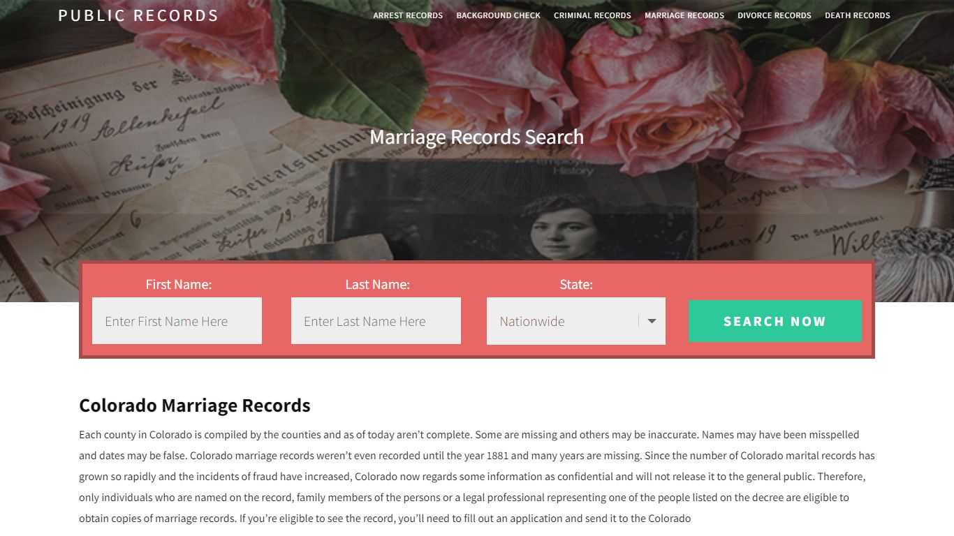Colorado Marriage Records | Enter Name and Search. 14Days Free